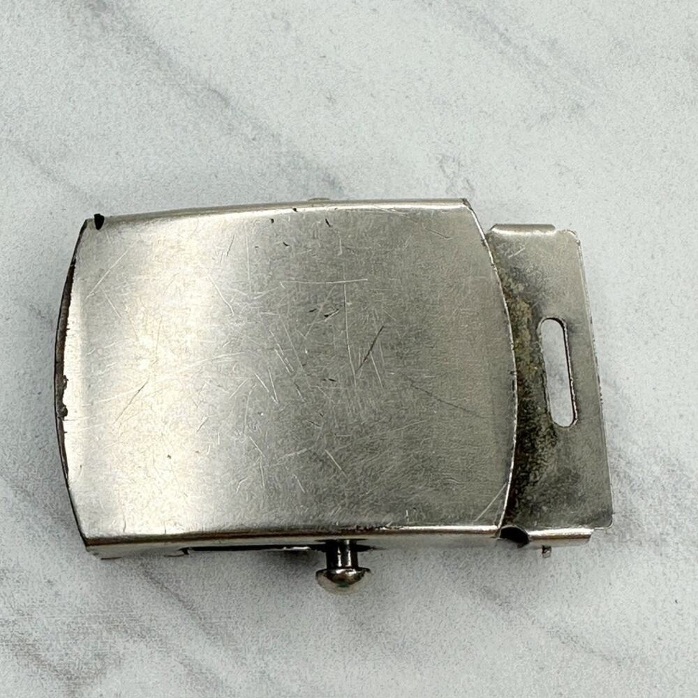 Vintage Silver Tone Web Clamp Military Style Belt Buckle Made in USA ✨